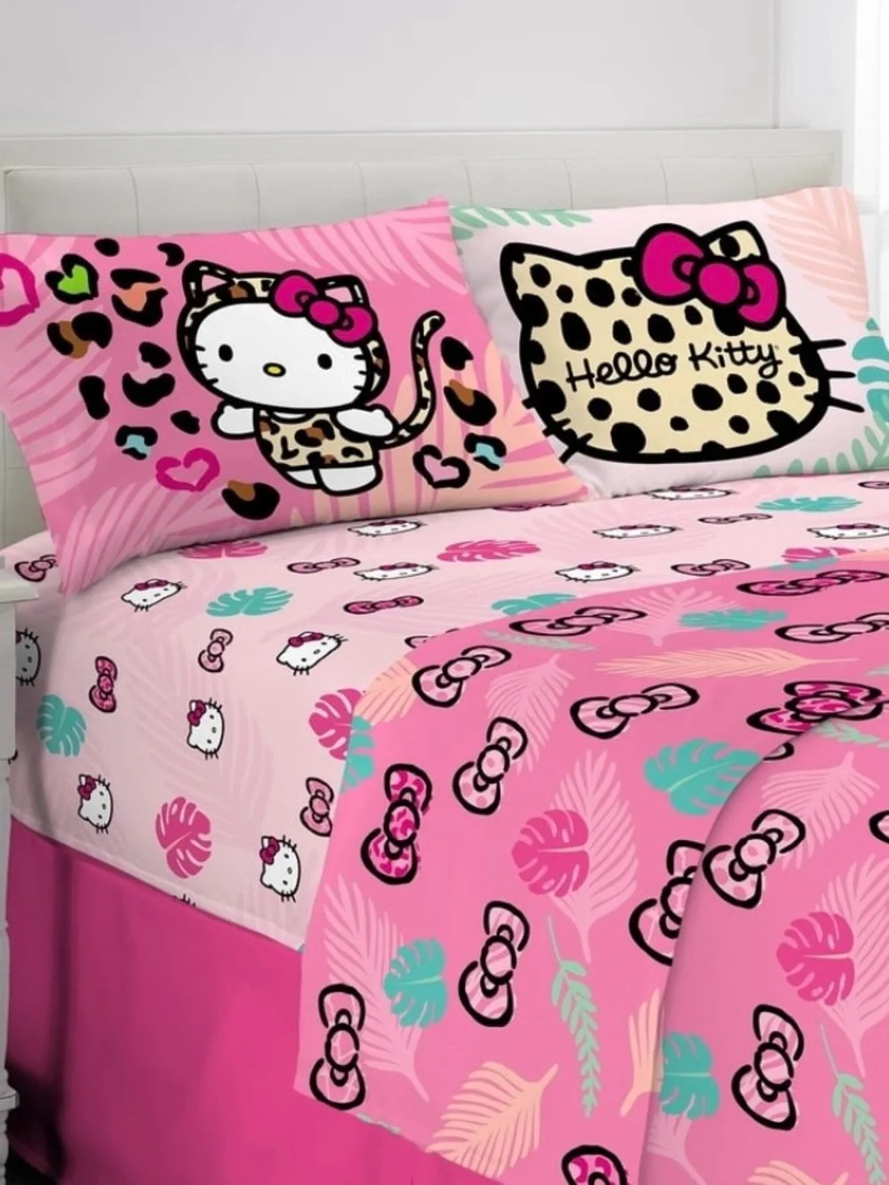 Hello Kitty Pink Leaf & Bow Kids Sheet Set